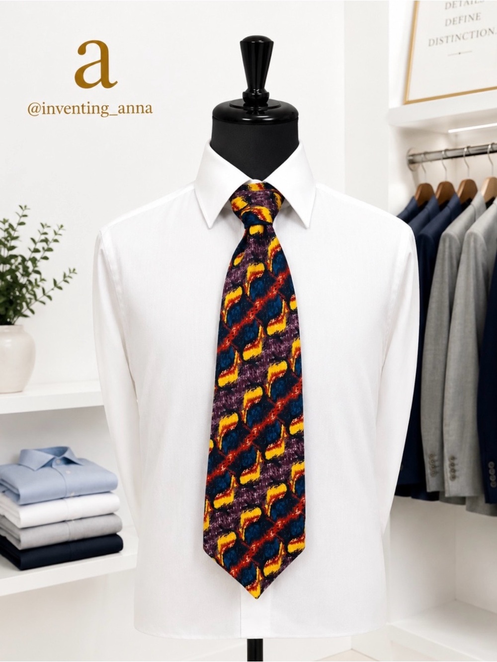 J. GARCIA Multi-Colored Abstract Patterned Neck Tie circa 1980s